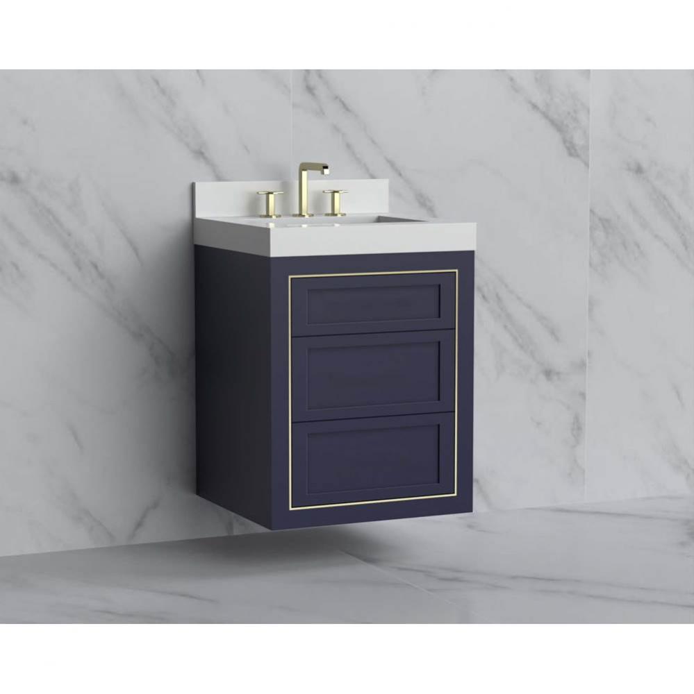 Madeli Renaissance 24'' Wall hung Vanity Cabinet in Sapphire - No Handles - Inlay in Mat