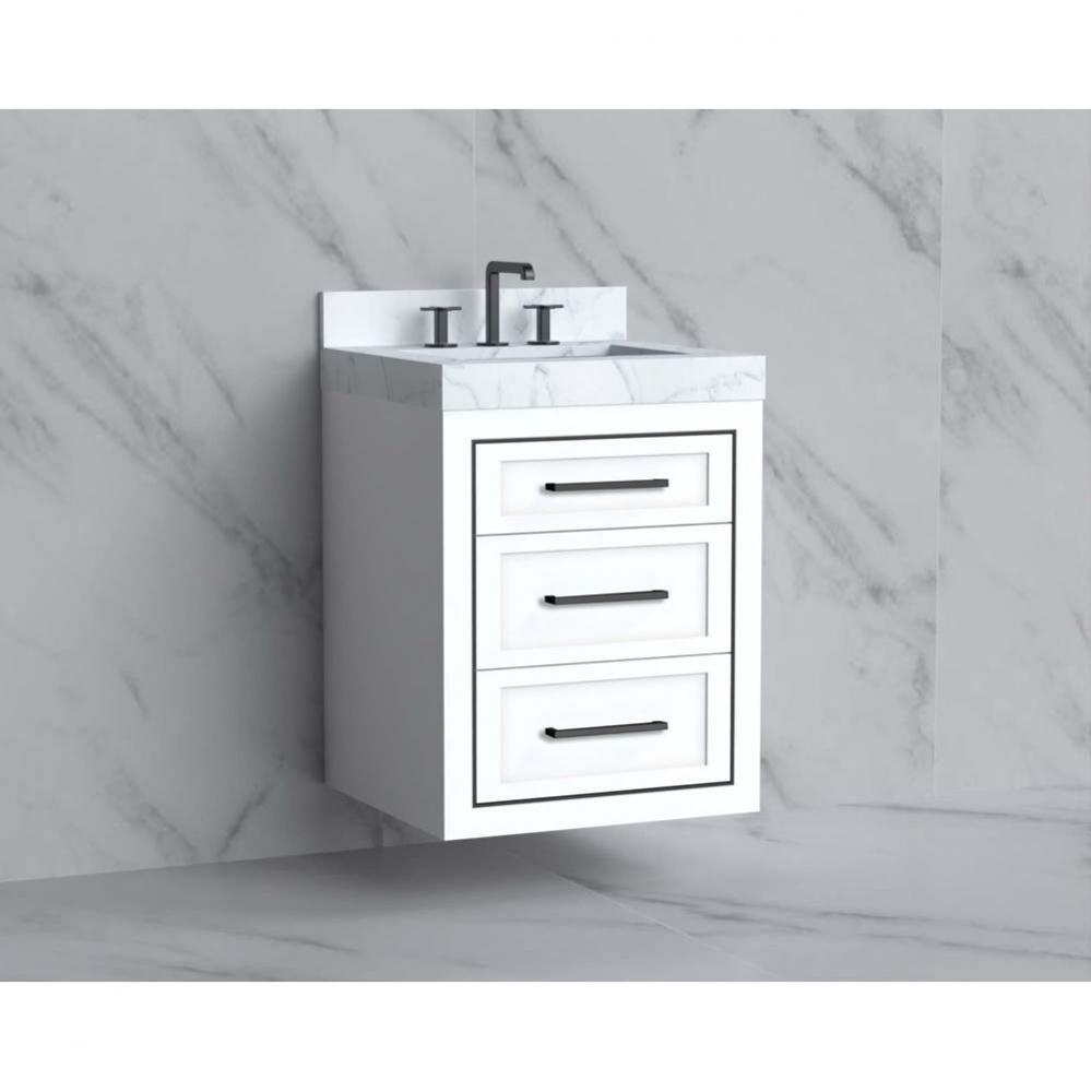 Renaissance 24'' Wall hung Vanity Cabinet in White/HW: Handles Brushed Nickel(BN)