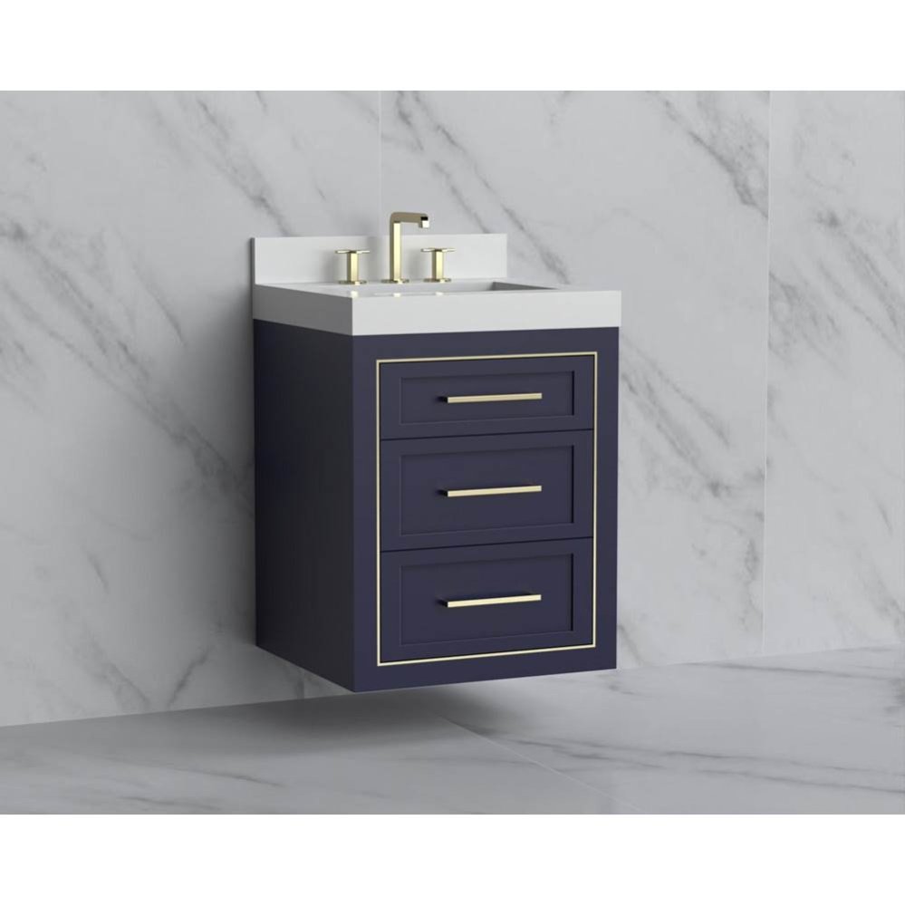 Renaissance 24'' Wall hung Vanity Cabinet in Sapphire/HW: Handles Matte Black(MB)