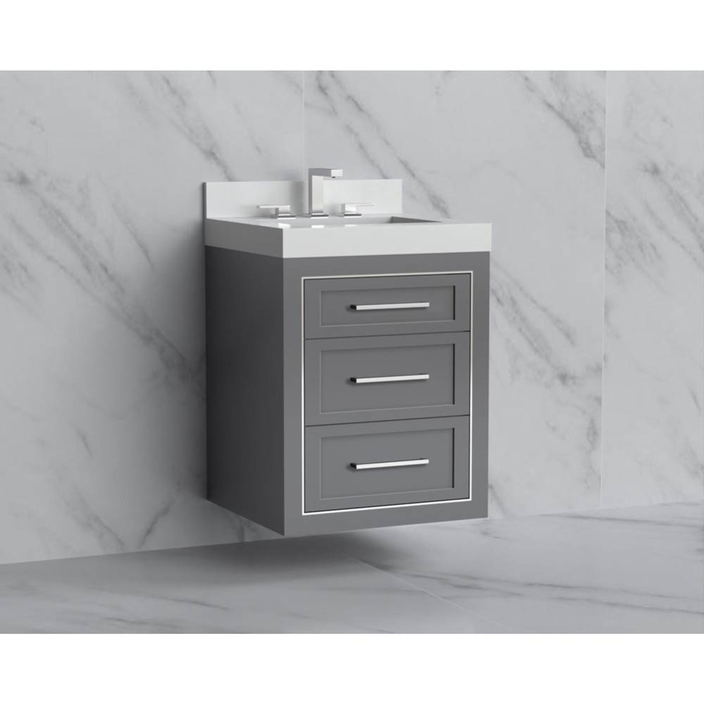 Renaissance 24'' Wall hung Vanity Cabinet in Studio Grey/HW: Handles Polished Chrome(PC)