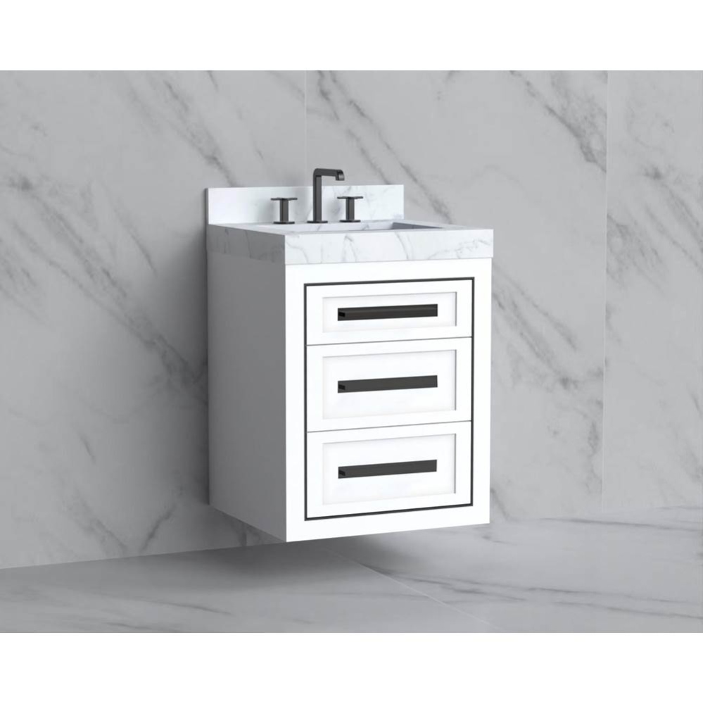 Renaissance 24'' Wall hung Vanity Cabinet in White/HW: Handles Brushed Nickel(BN)