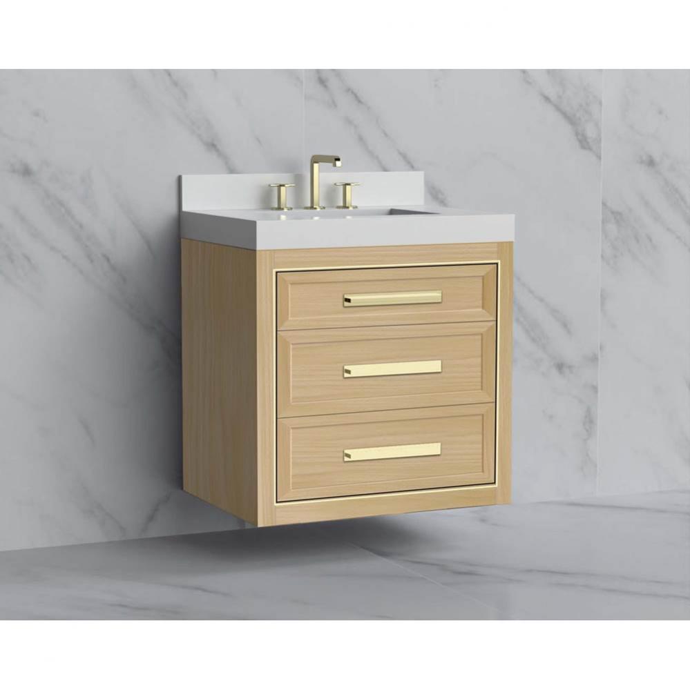Renaissance 30'' Wall hung Vanity Cabinet in Natural Oak/HW: Handles Polished Chrome(PC)