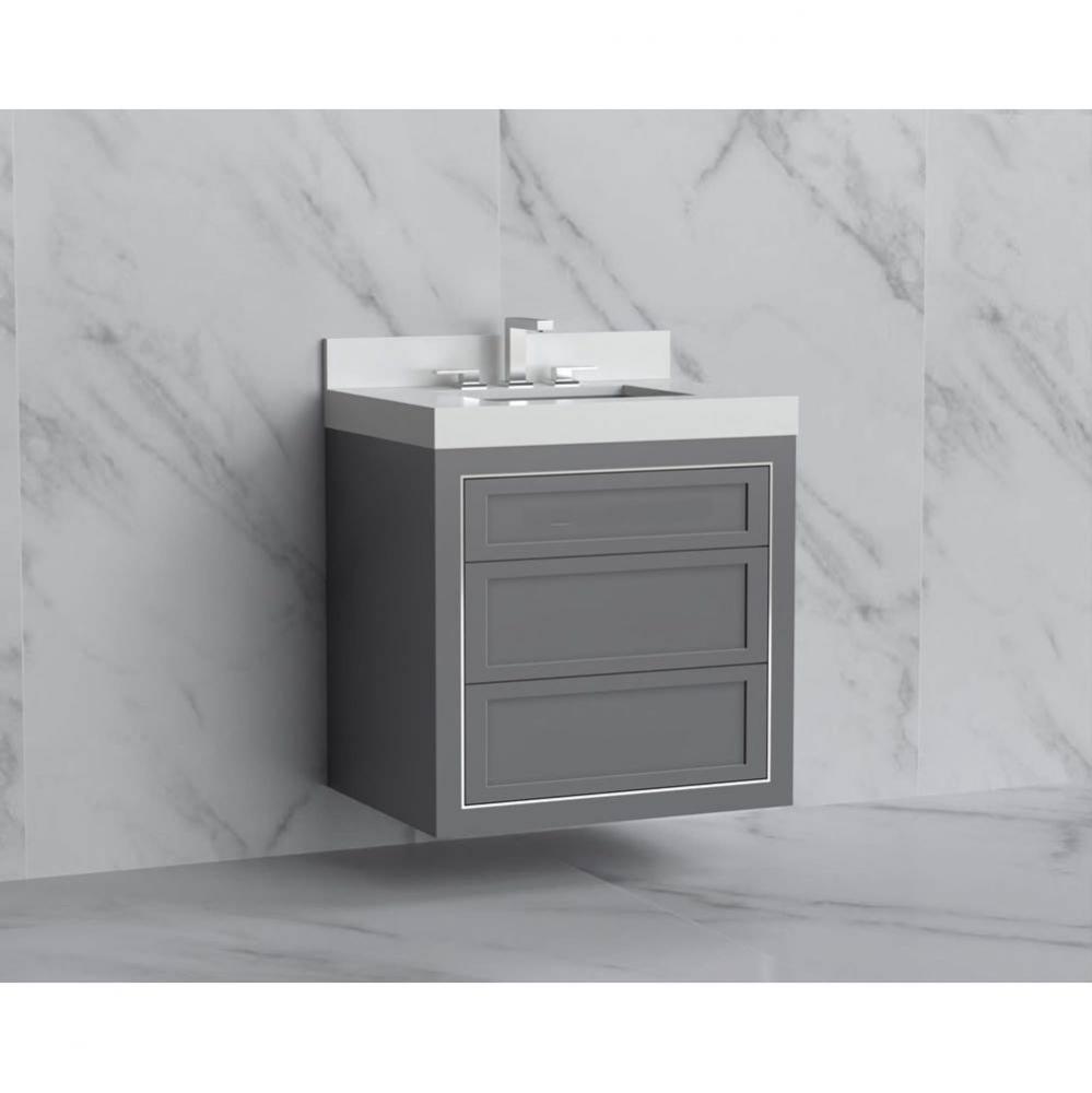 Renaissance 30'' Wall hung Vanity Cabinet in Studio Grey - No Handles - Inlay in Brushed
