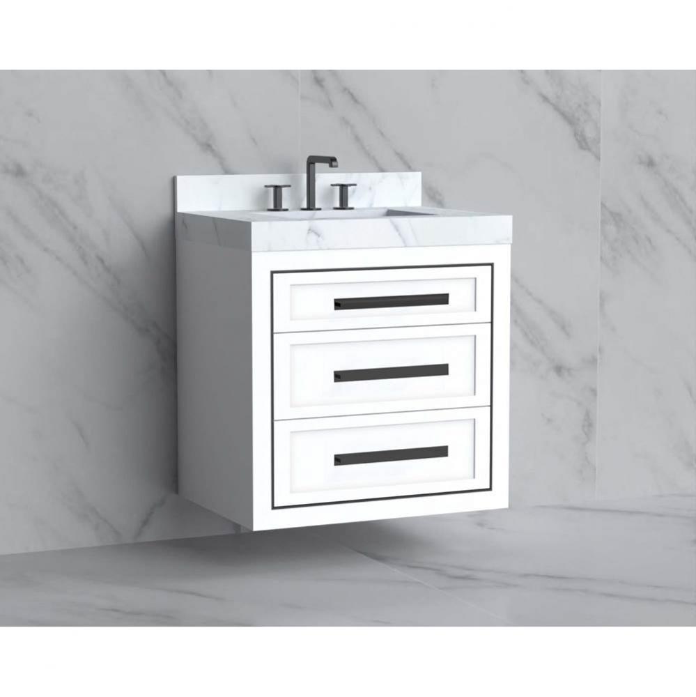 Renaissance 30'' Wall hung Vanity Cabinet in White/HW: Handles Polished Nickel(PN)