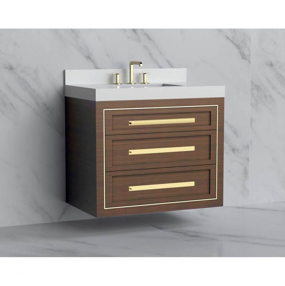 Renaissance 36'' Wall hung Vanity Cabinet in Brandy/HW: Handles Matte Black(MB)