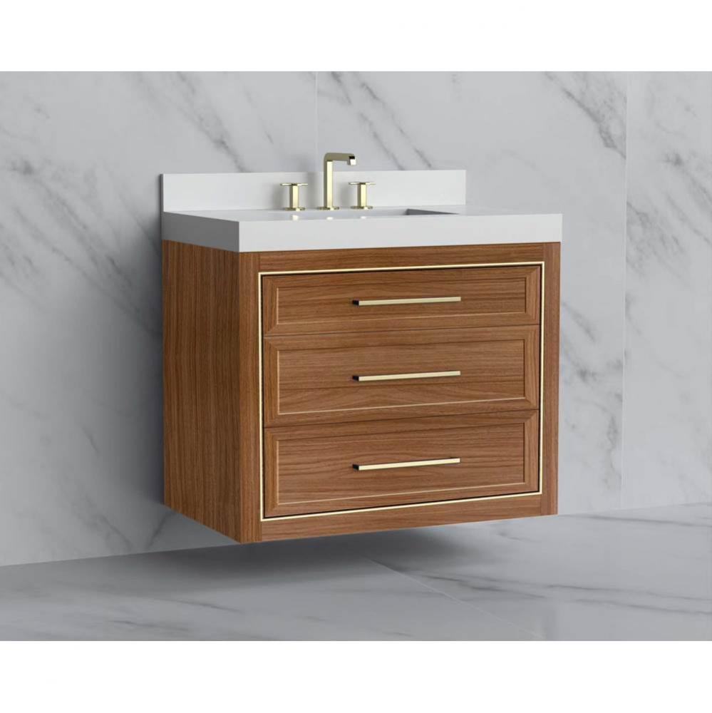 Renaissance 36'' Wall hung Vanity Cabinet in Natural Walnut/HW: Handles Brushed Nickel(B