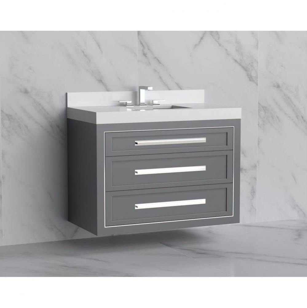 Madeli Renaissance 36'' Wall hung Vanity Cabinet in Studio Grey/HW: Handles Satin Brass(
