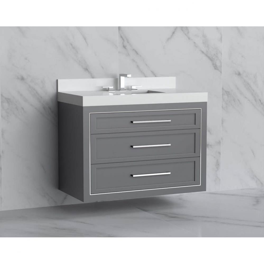 Madeli Renaissance 36'' Wall hung Vanity Cabinet in Studio Grey/HW: Handles Satin Brass(
