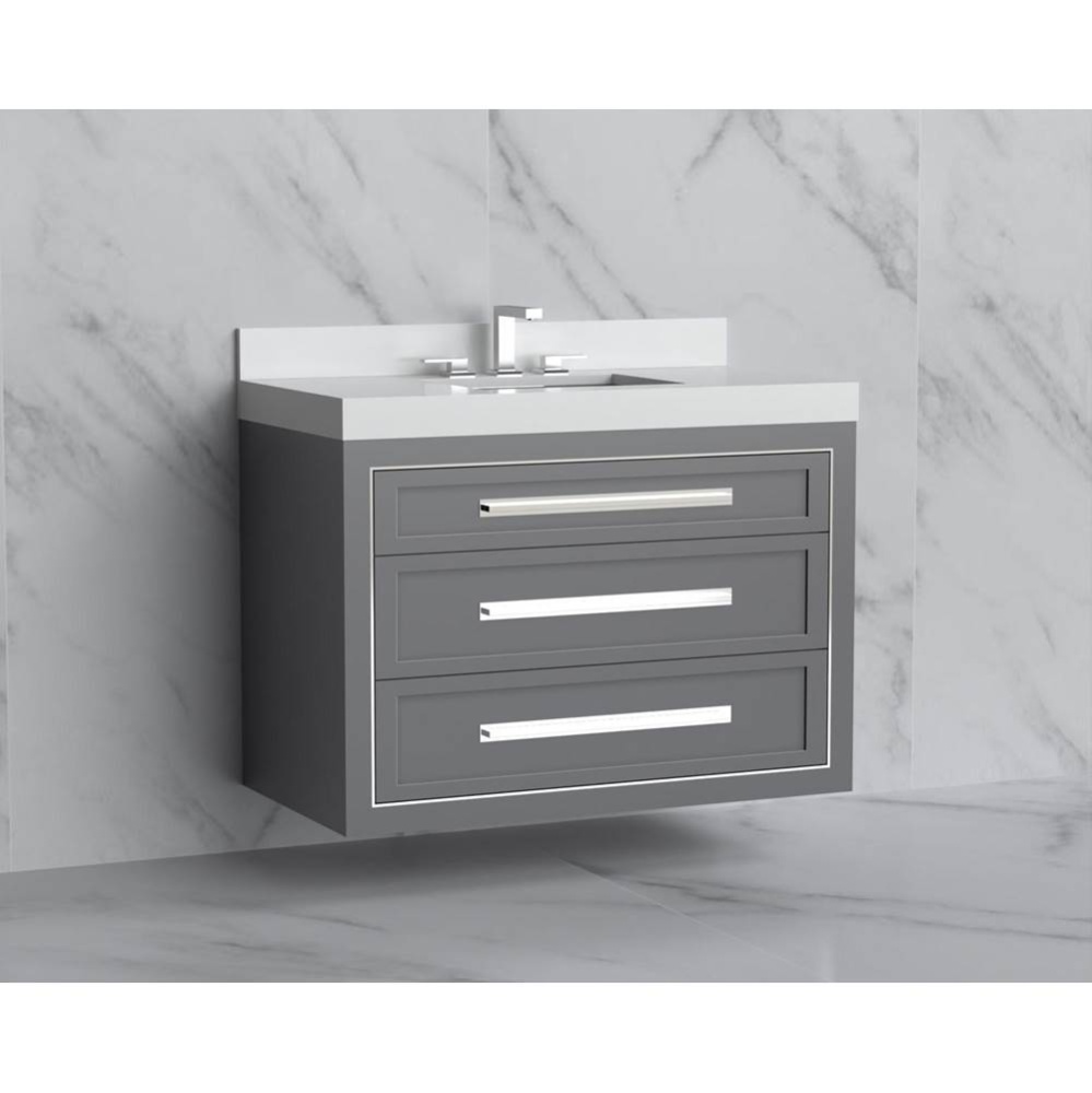 Renaissance 36'' Wall hung Vanity Cabinet in Studio Grey/HW: Handles Matte Black(MB)