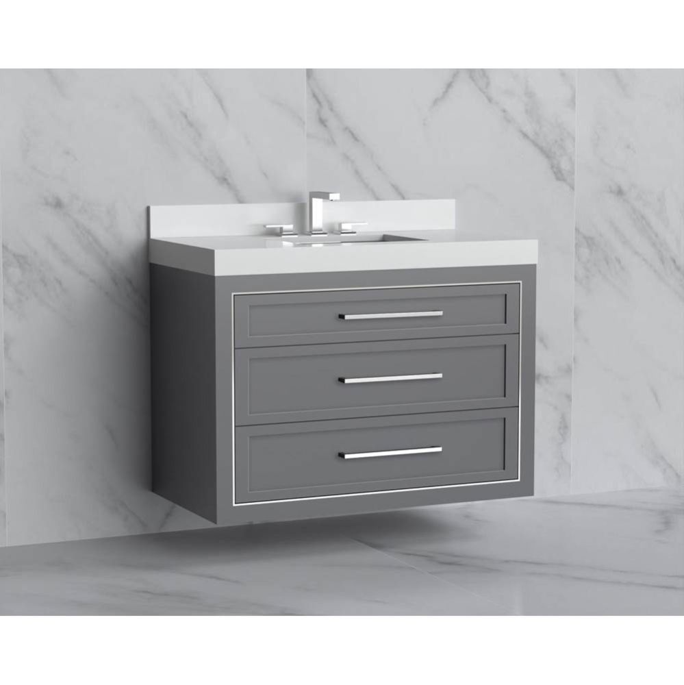 Renaissance 36'' Wall hung Vanity Cabinet in Studio Grey/HW: Handles Polished Chrome(PC)