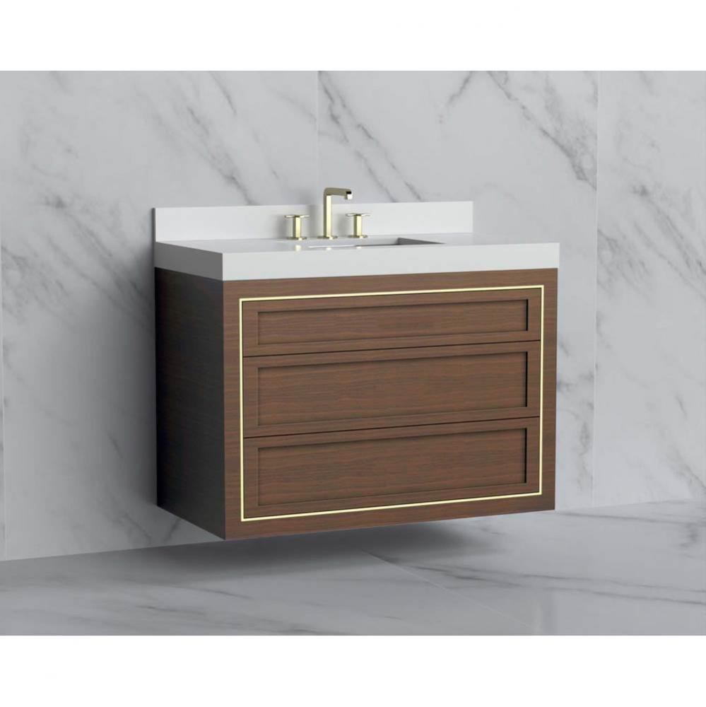 Madeli Renaissance 42'' Wall hung Vanity Cabinet in Brandy - No Handles - Inlay in Polis