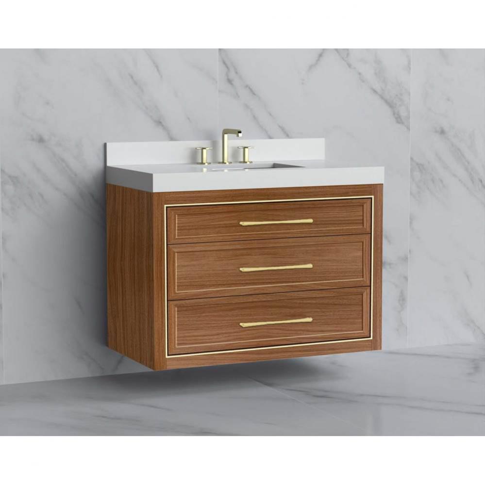 Renaissance 42'' Wall hung Vanity Cabinet in Natural Walnut/HW:Handles Polished Chrome(P