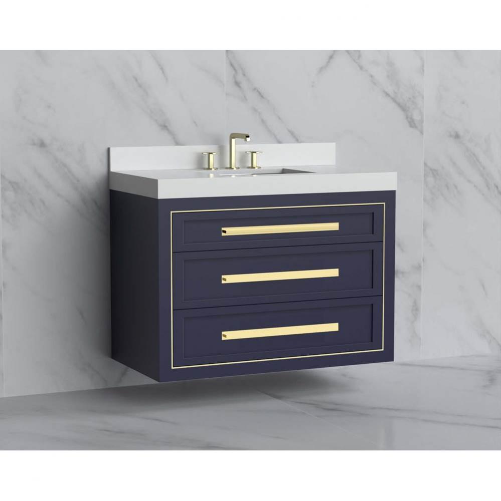 Renaissance 42'' Wall hung Vanity Cabinet in Sapphire/HW: Handles Brushed Nickel(BN)