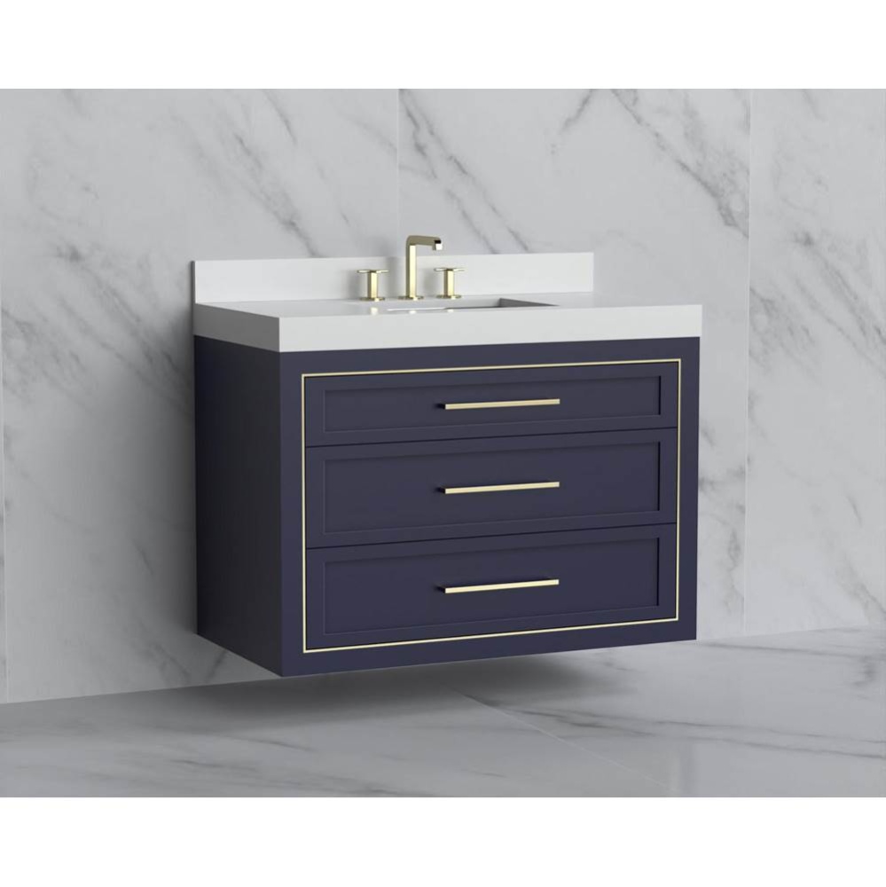 Renaissance 42'' Wall hung Vanity Cabinet in Sapphire/HW: Handles Matte Black(MB)