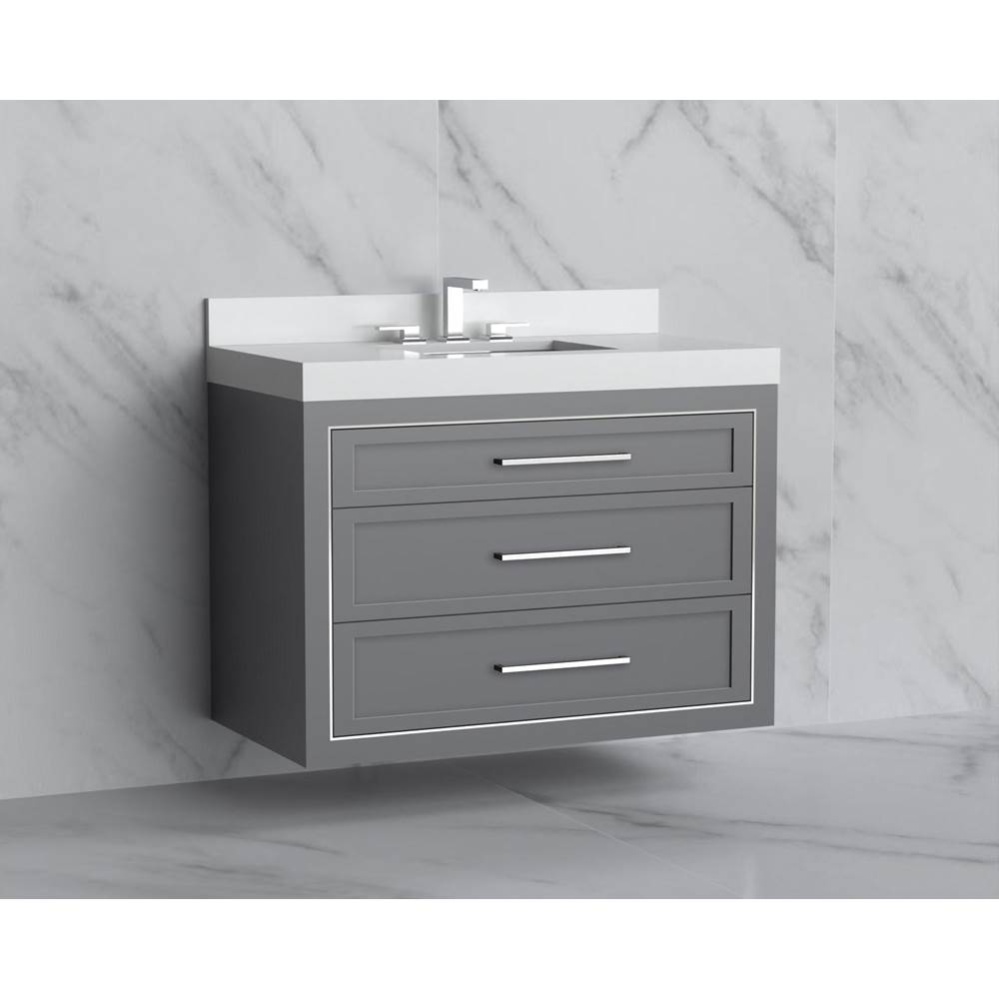 Renaissance 42'' Wall hung Vanity Cabinet in Studio Grey/HW: Handles Polished Chrome(PC)