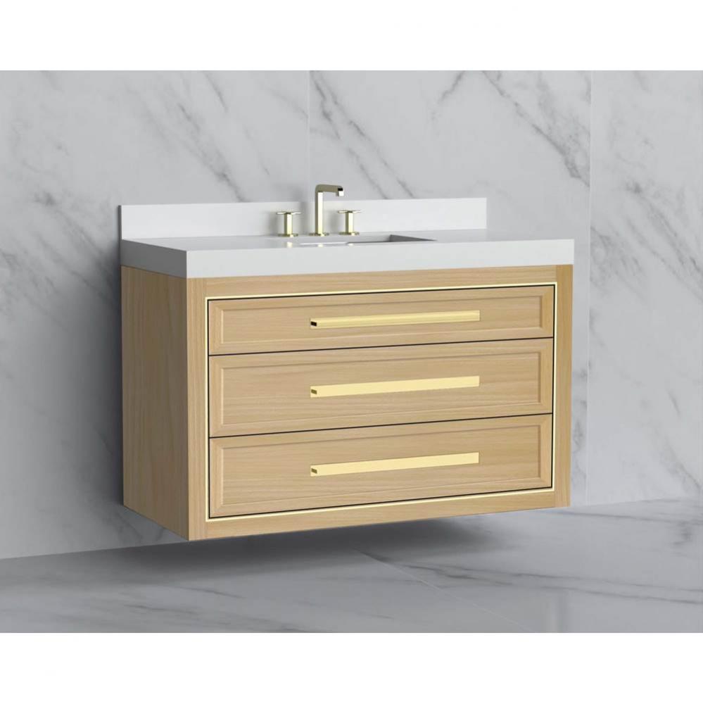 Renaissance 48C'' Wall hung Vanity Cabinet in Natural Oak/HW: Handles Polished Chrome(PC