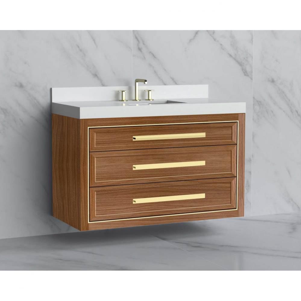 Renaissance 48C'' Wall hung Vanity Cabinet in Natural Walnut/HW: Handles Polished Chrome