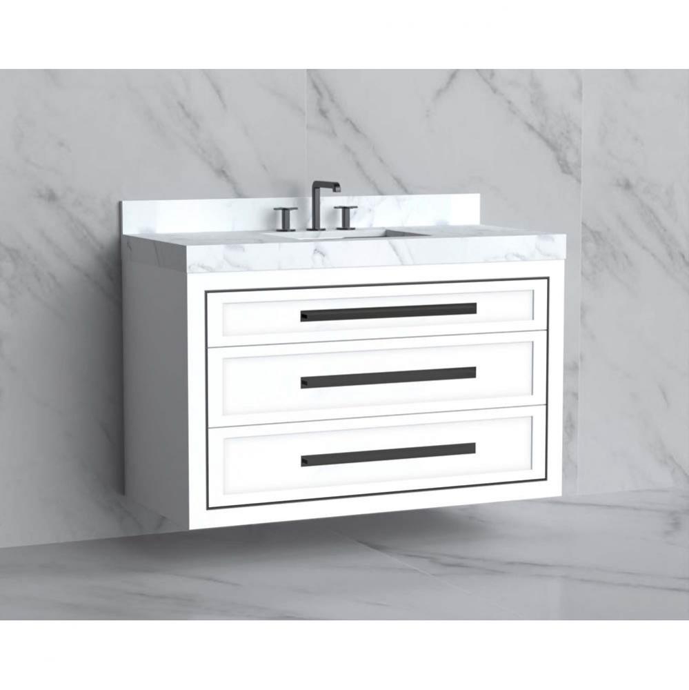 Madeli Renaissance 48C'' Wall hung Vanity Cabinet in White/HW: Handles Polished Nickel(P