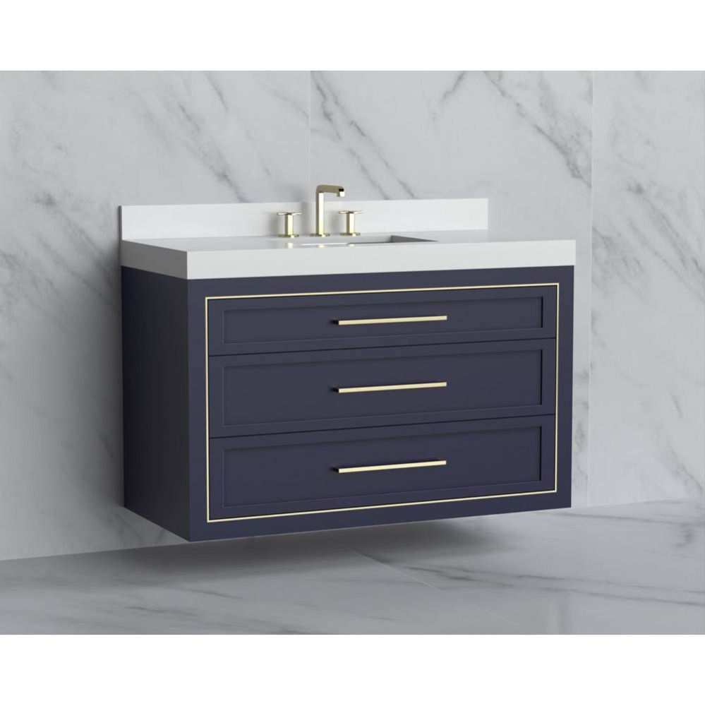 Renaissance 48C'' Wall hung Vanity Cabinet in Sapphire/HW: Handles Polished Chrome(PC)