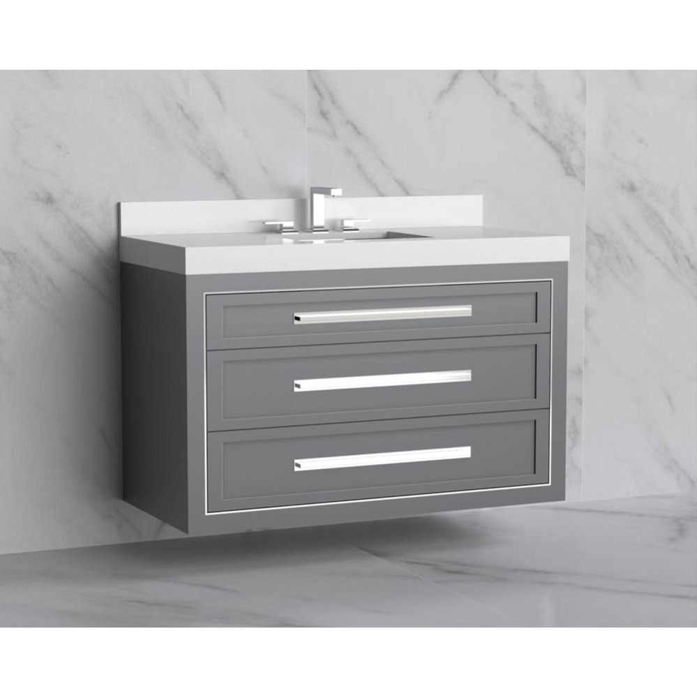 Renaissance 48C'' Wall hung Vanity Cabinet in Studio Grey/HW: Handles Polished Nickel(PN