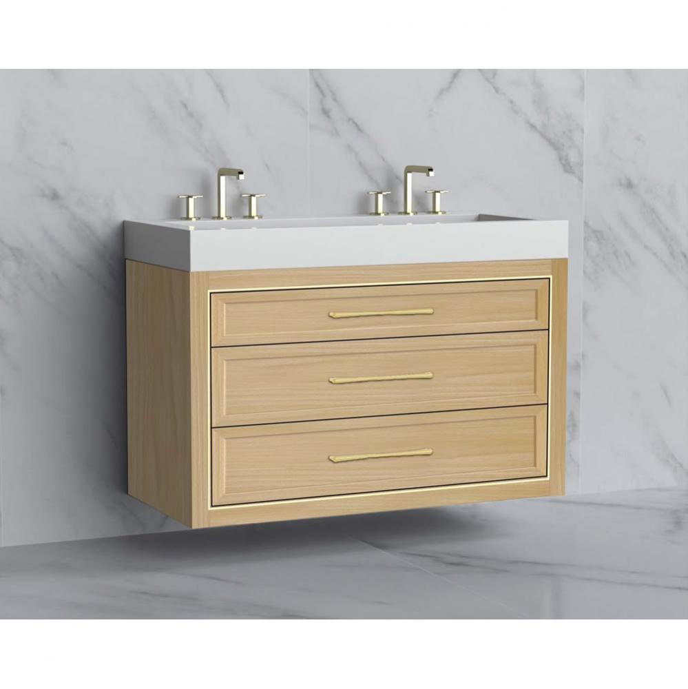 Renaissance 48D'' Wall hung Vanity Cabinet in Natural Oak/HW: Handles Polished Chrome(PC