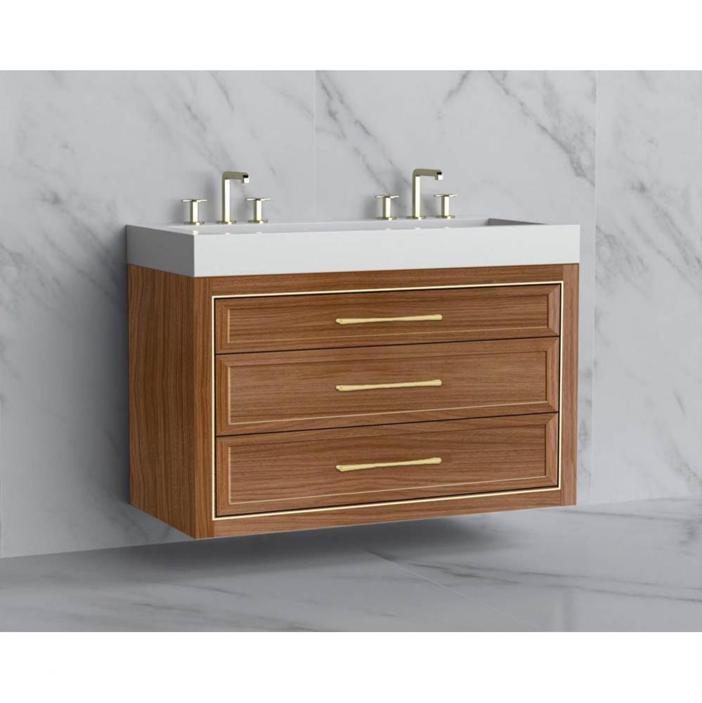 Renaissance 48D'' Wall hung Vanity Cabinet in Natural Walnut/HW:Handles Polished Chrome(