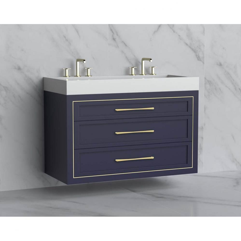 Madeli Renaissance 48D'' Wall hung Vanity Cabinet in Sapphire/HW: Handles Satin Brass(SB