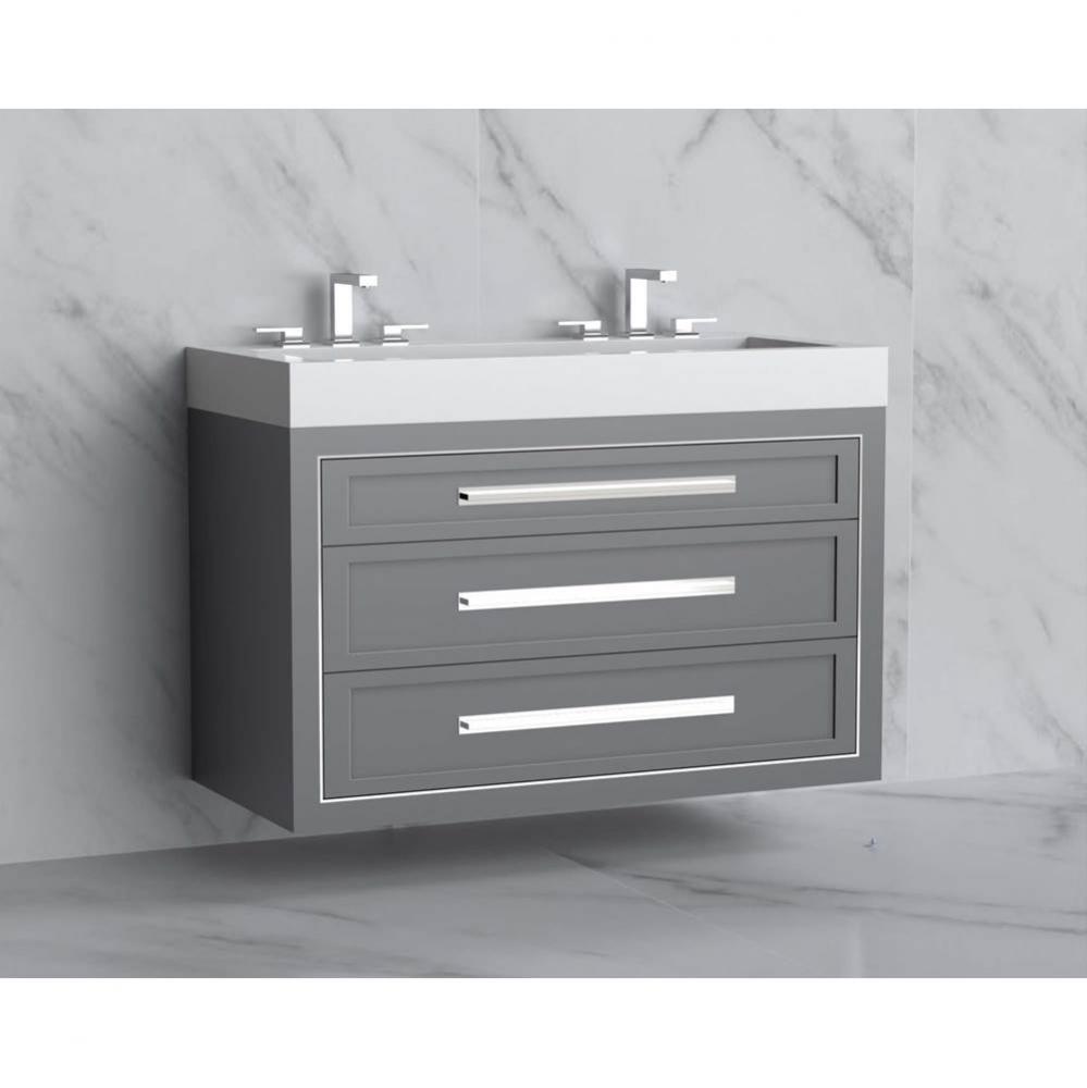 Madeli Renaissance 48D'' Wall hung Vanity Cabinet in Studio Grey/HW: Handles Satin Brass