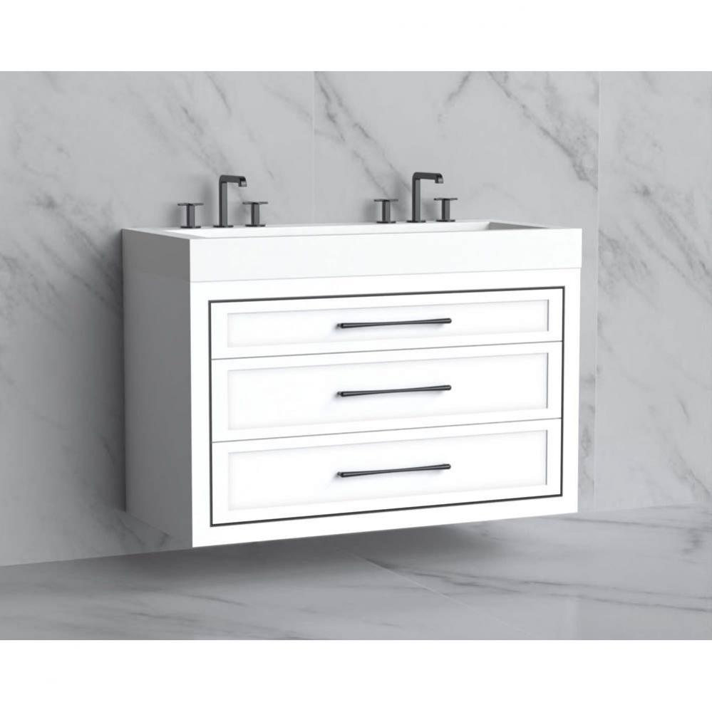 Madeli Renaissance 48D'' Wall hung Vanity Cabinet in White/HW: Handles Brushed Nickel(BN