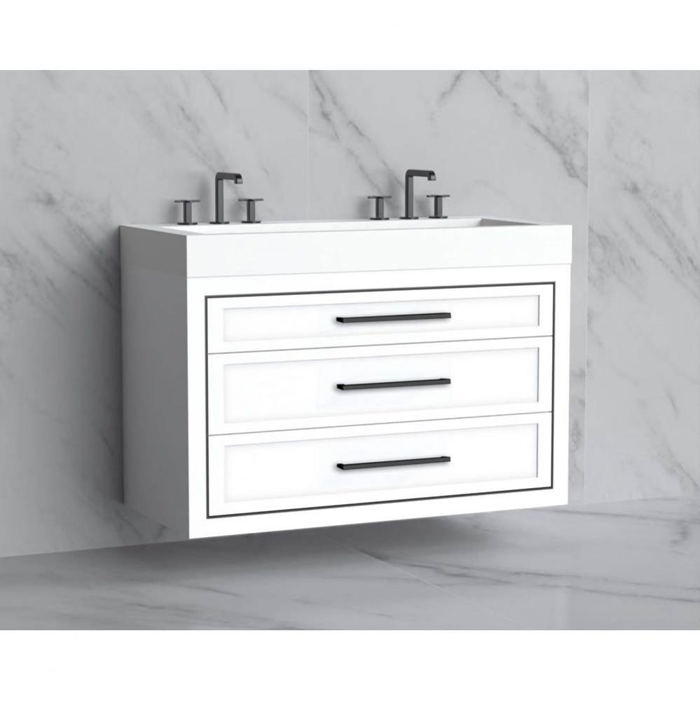 Madeli Renaissance 48D'' Wall hung Vanity Cabinet in White/HW: Handles Brushed Nickel(BN