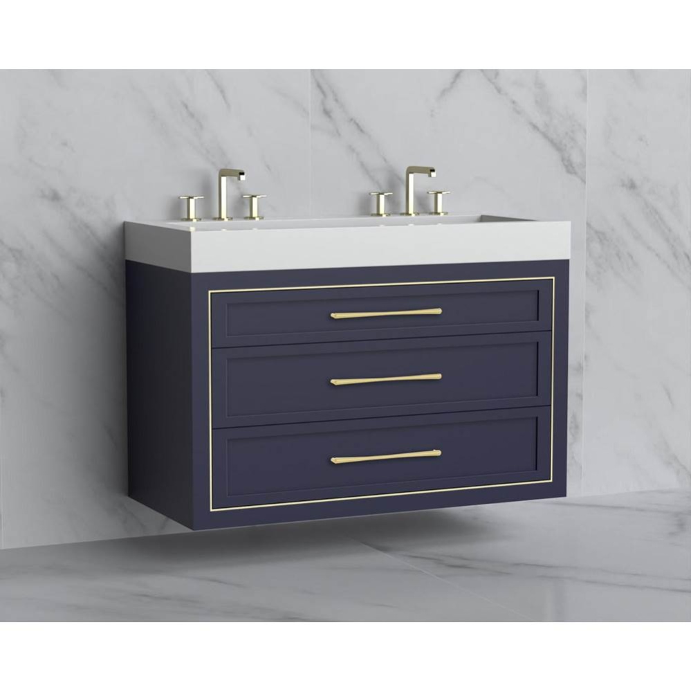 Renaissance 48D'' Wall hung Vanity Cabinet in Sapphire/HW: Handles Polished Nickel(PN)
