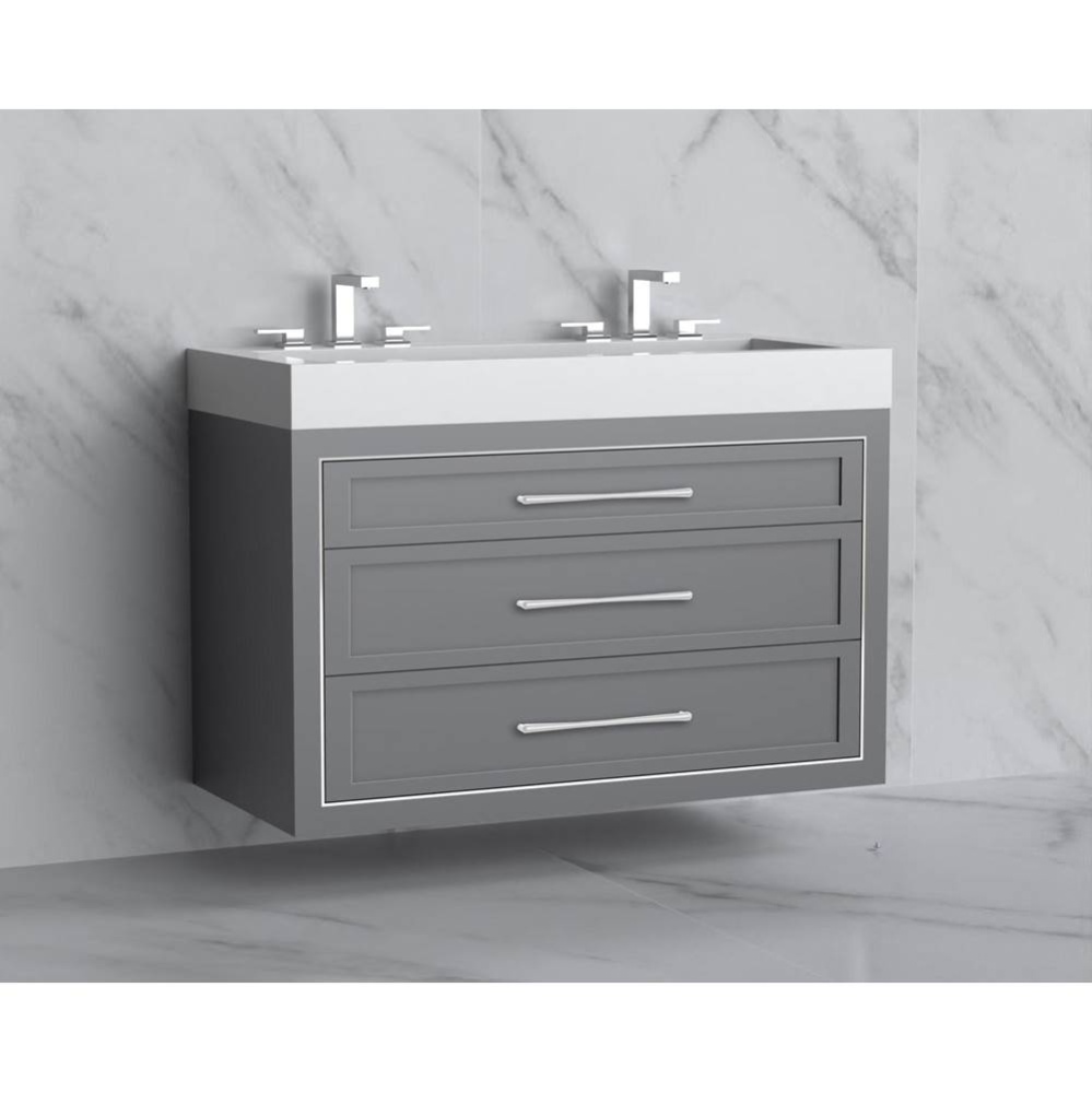 Renaissance 48D'' Wall hung Vanity Cabinet in Studio Grey/HW: Handles Polished Chrome(PC