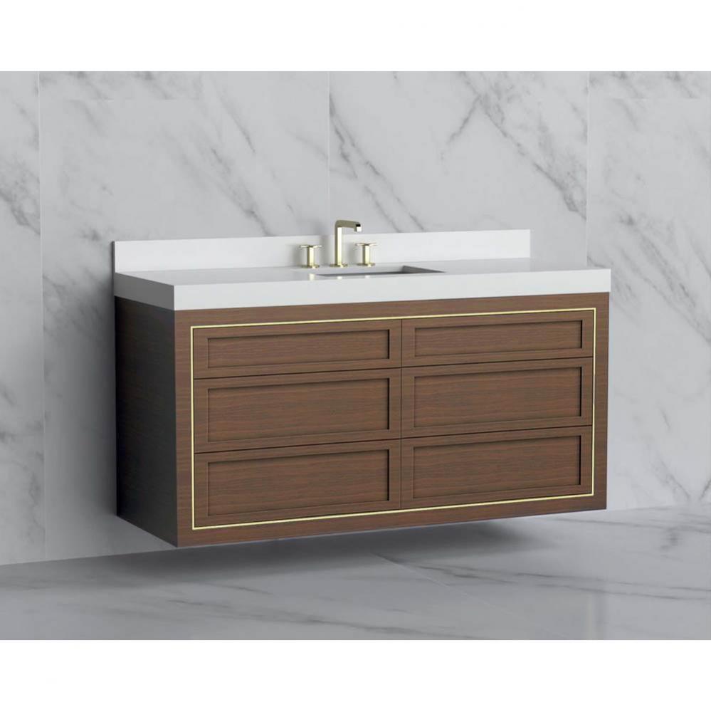 Renaissance 60C'' Wall hung Vanity Cabinet in Brandy - No Handles - Inlay in Polished Ch