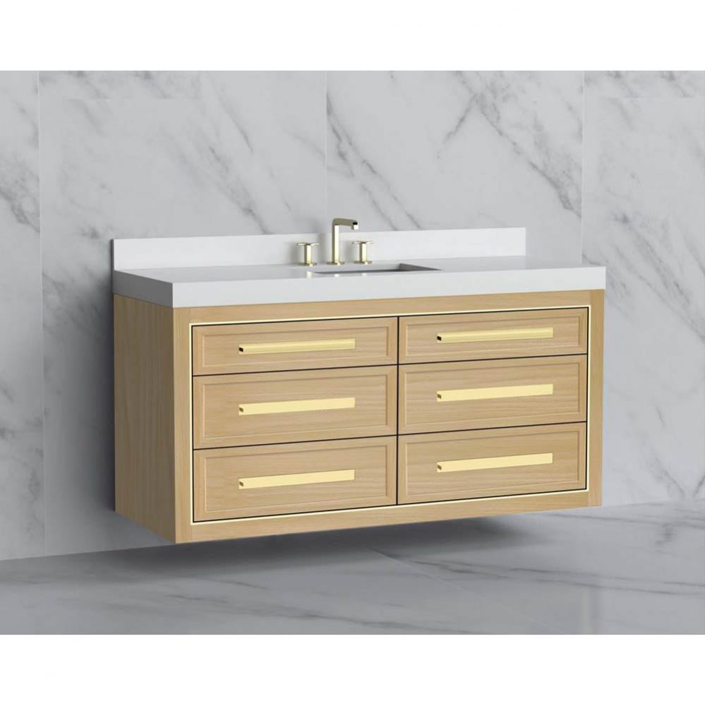 Renaissance 60C'' Wall hung Vanity Cabinet in Natural Oak/HW: Handles Polished Chrome(PC
