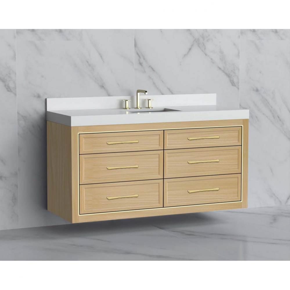 Renaissance 60C'' Wall hung Vanity Cabinet in Natural Oak/HW: Handles Polished Chrome(PC