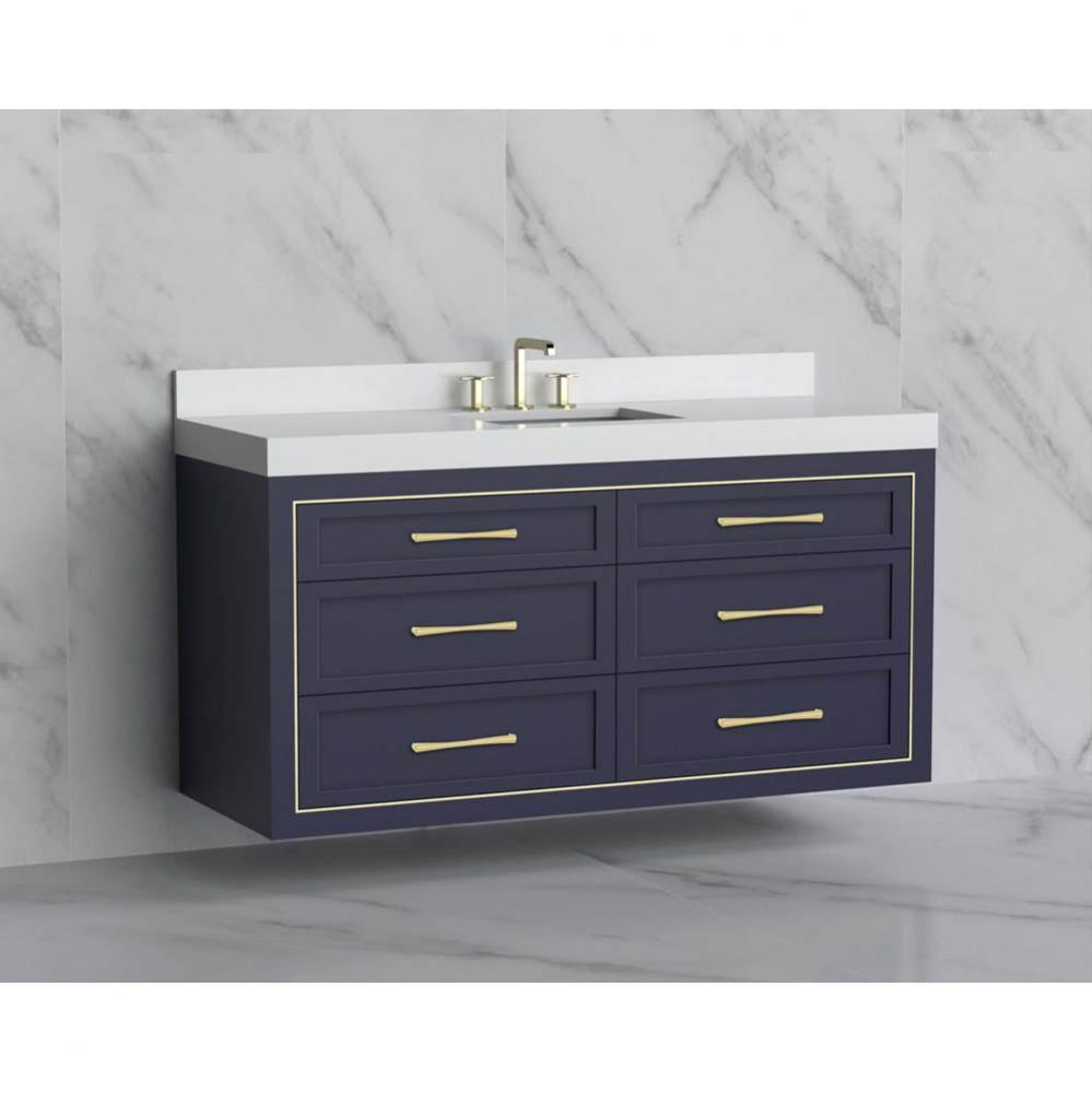 Renaissance 60C'' Wall hung Vanity Cabinet in Sapphire/HW: Handles Polished Chrome(PC)