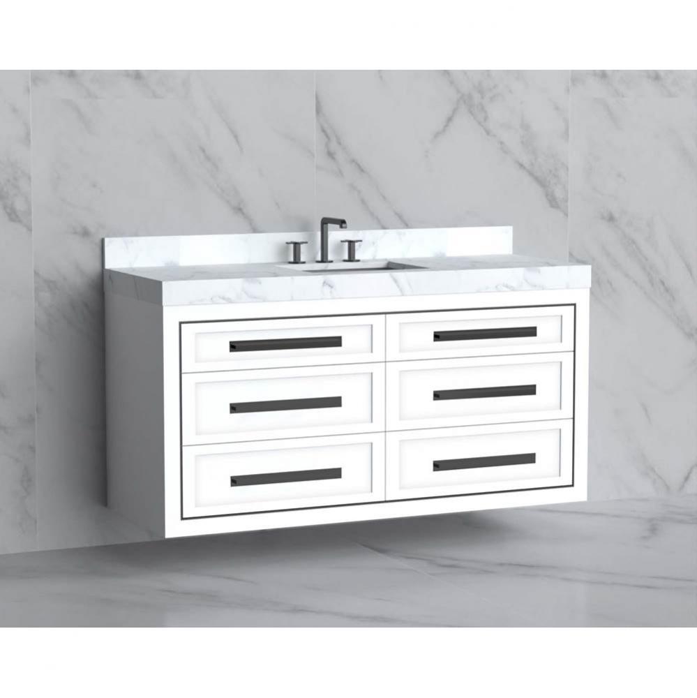 Renaissance 60C'' Wall hung Vanity Cabinet in White/HW: Handles Polished Chrome(PC)
