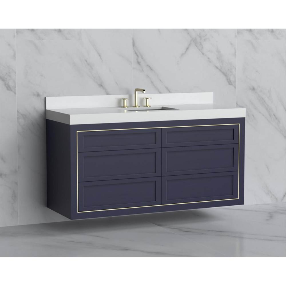 Renaissance 60C'' Wall hung Vanity Cabinet in Sapphire - No Handles - Inlay in Polished