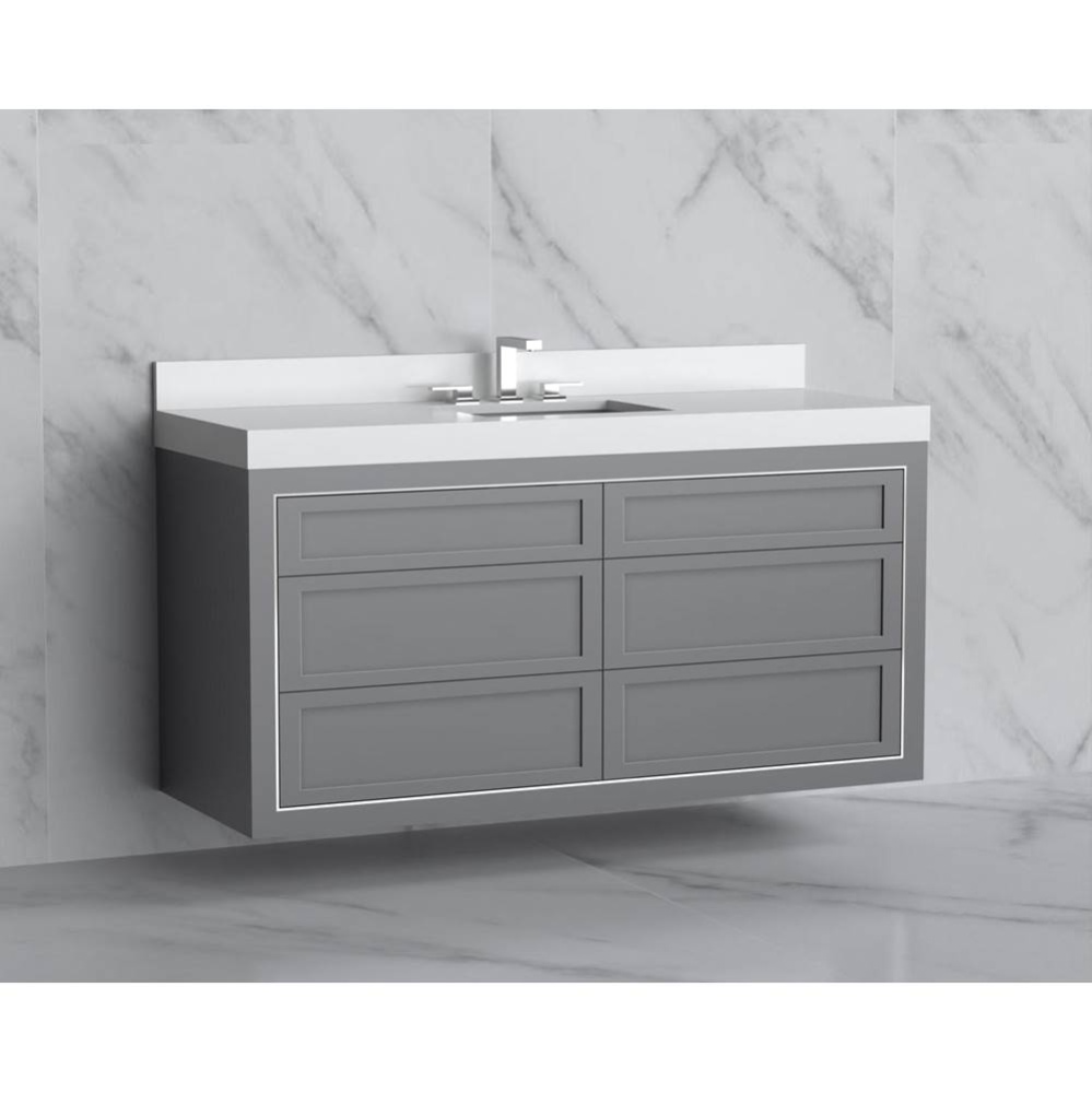 Renaissance 60C'' Wall hung Vanity Cabinet in Studio Grey - No Handles - Inlay in Satin