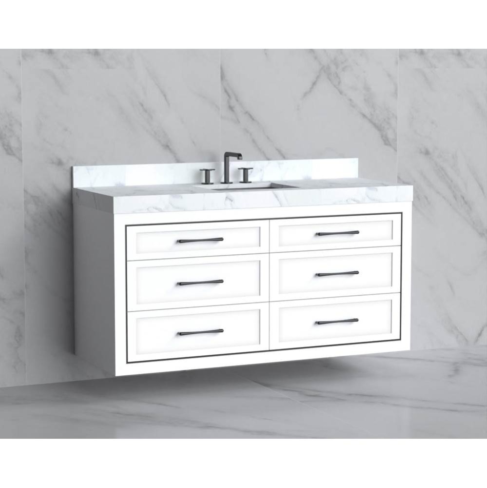 Renaissance 60C'' Wall hung Vanity Cabinet in White/HW: Handles Polished Chrome(PC)