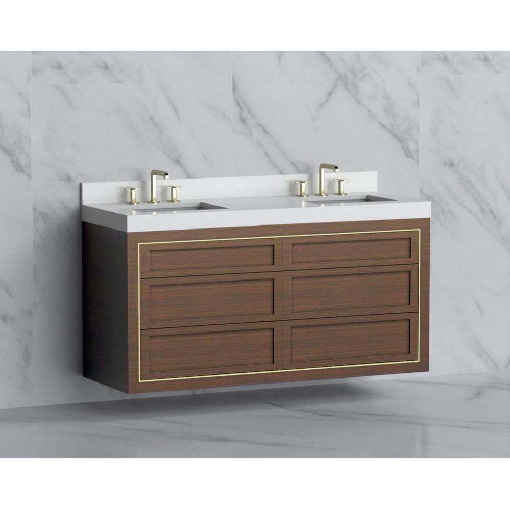 Madeli Renaissance 60D'' Wall hung Vanity Cabinet in Brandy - No Handles - Inlay in Matt