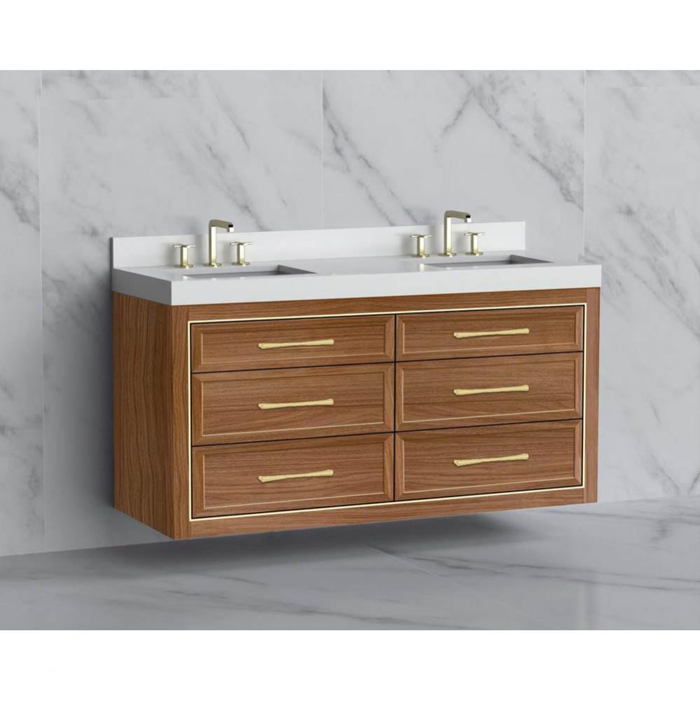 Renaissance 60D'' Wall hung Vanity Cabinet in Natural Walnut/HW:Handles Polished Chrome(