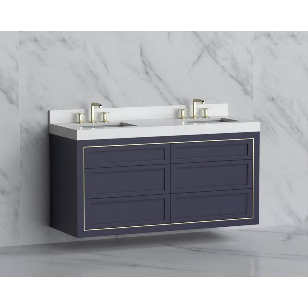 Madeli Renaissance 60D'' Wall hung Vanity Cabinet in Sapphire - No Handles - Inlay in Ma