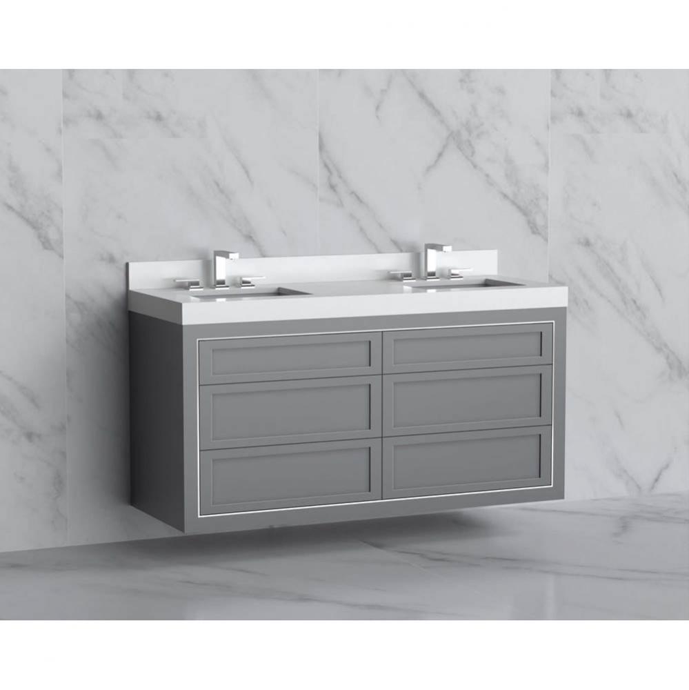 Madeli Renaissance 60D'' Wall hung Vanity Cabinet in Studio Grey - No Handles - Inlay in