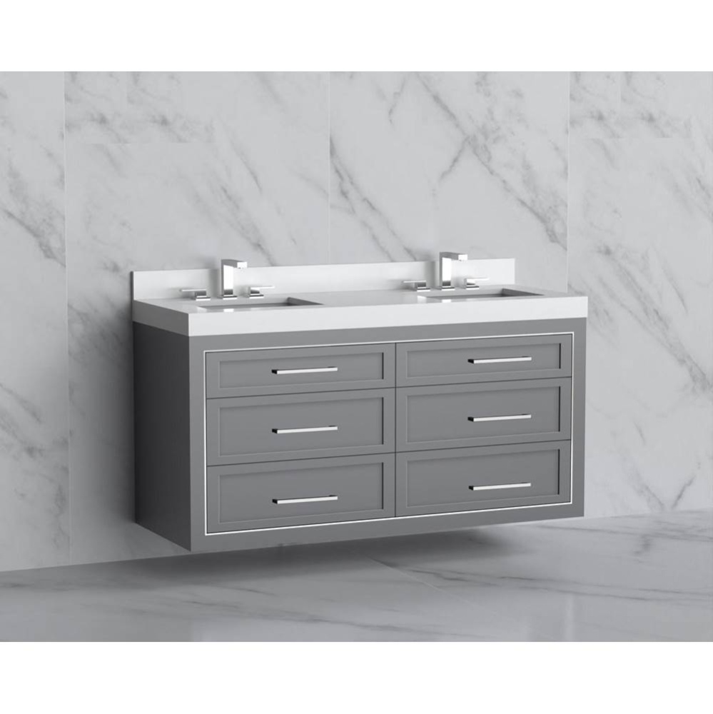 Renaissance 60D'' Wall hung Vanity Cabinet in Studio Grey/HW: Handles Polished Chrome(PC