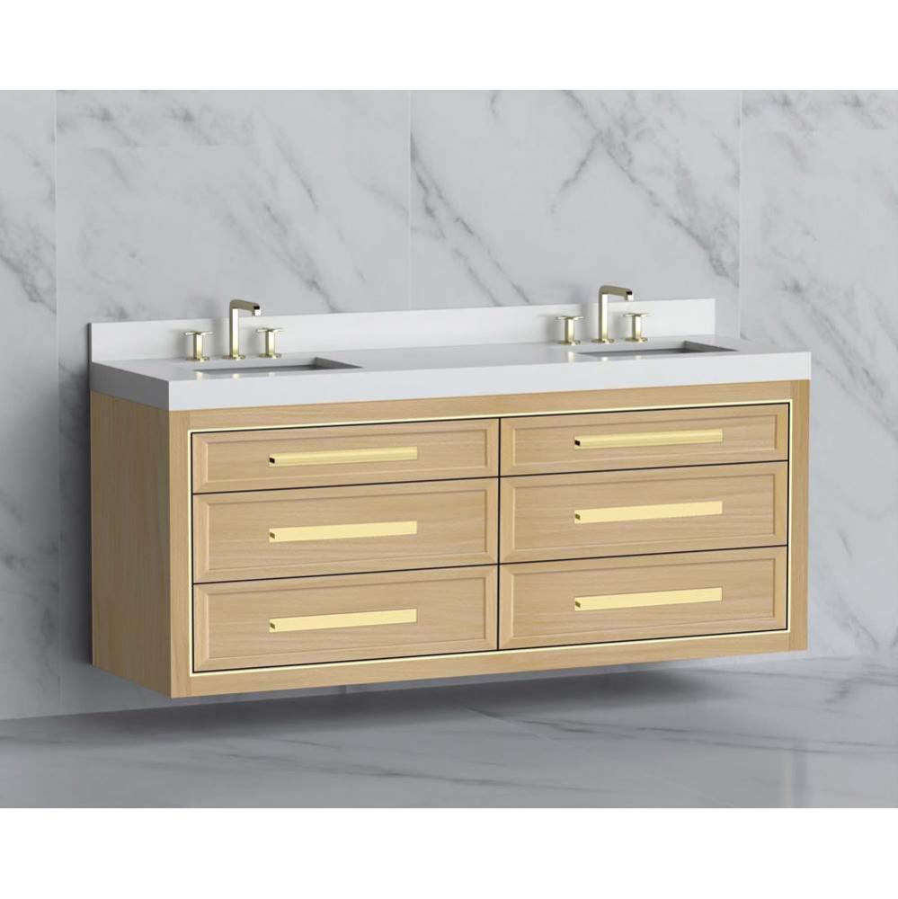 Madeli Renaissance 72'' Wall hung Vanity Cabinet in Natural Oak/HW: Handles Satin Brass(