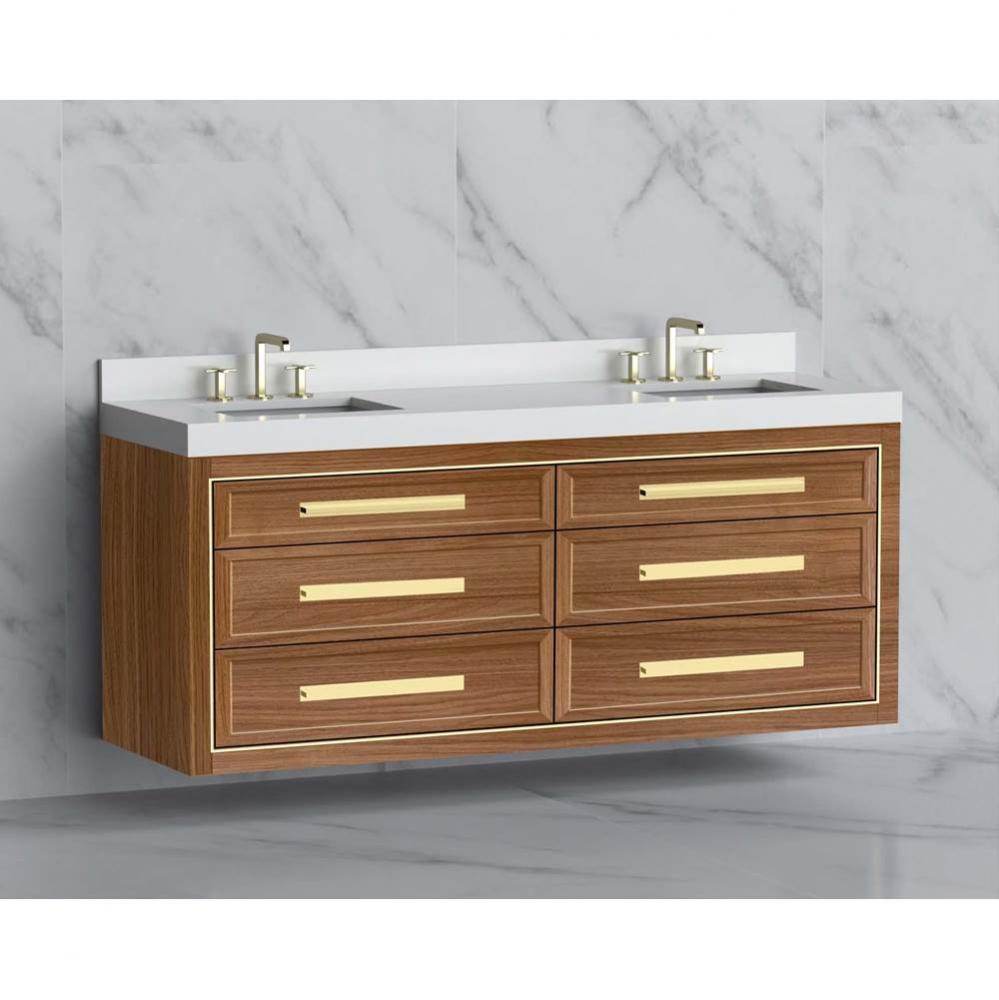 Madeli Renaissance 72'' Wall hung Vanity Cabinet in Natural Walnut/HW: Handles Polished