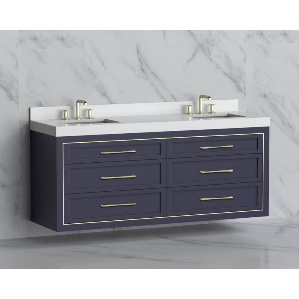Madeli Renaissance 72'' Wall hung Vanity Cabinet in Sapphire/HW: Handles Satin Brass(SB)