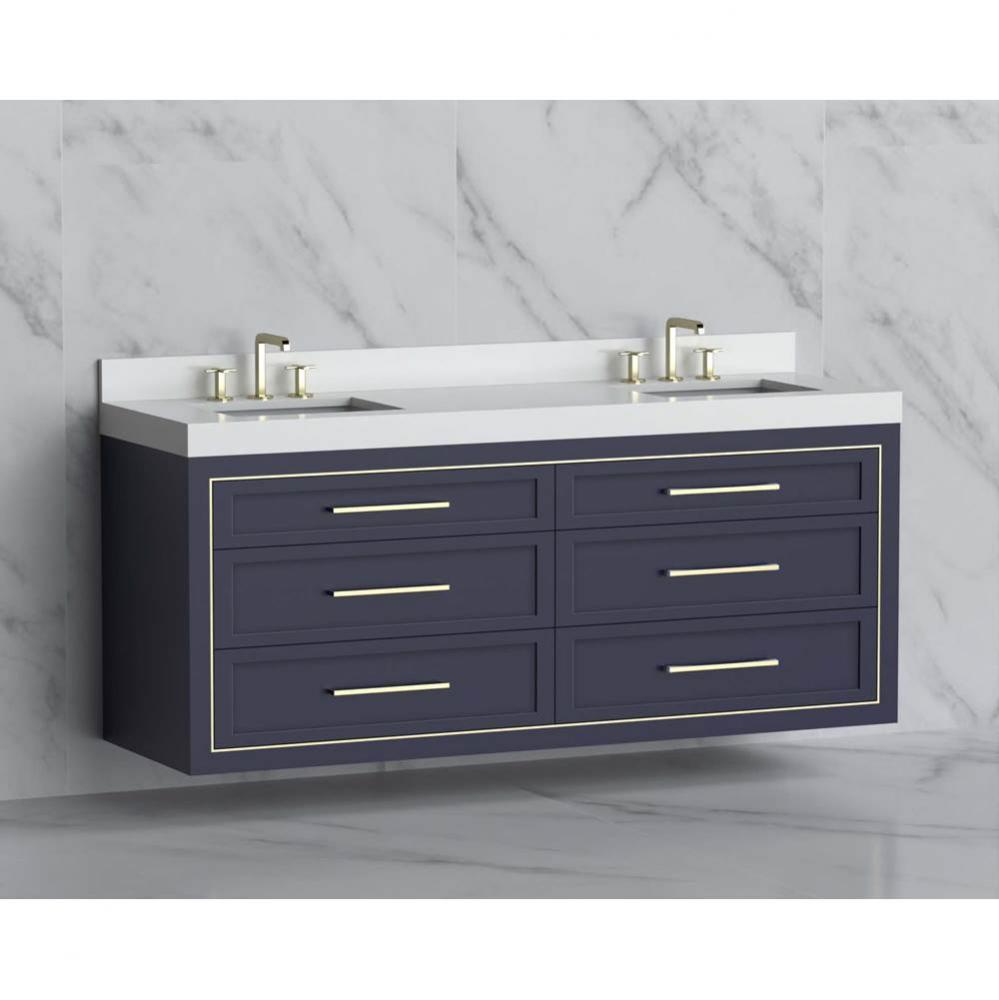 Madeli Renaissance 72'' Wall hung Vanity Cabinet in Sapphire/HW: Handles Brushed Nickel(