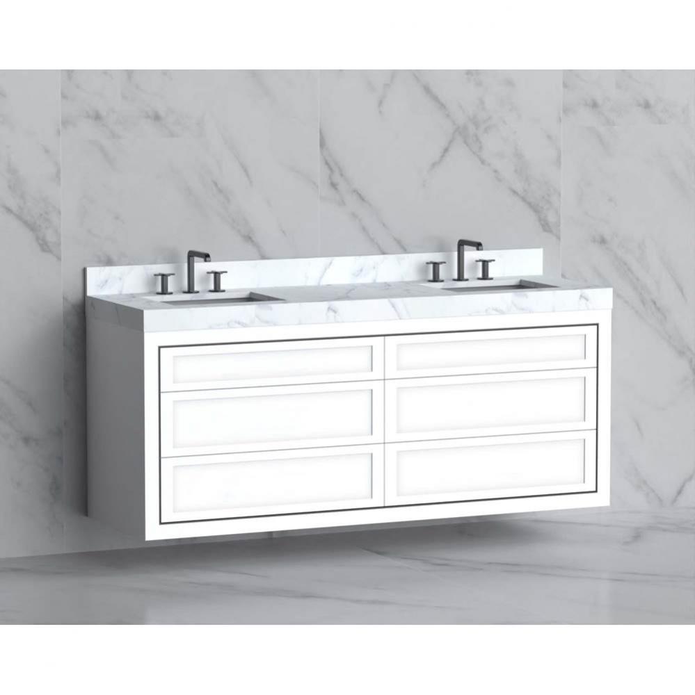 Madeli Renaissance 72'' Wall hung Vanity Cabinet in White - No Handles - Inlay in Brushe